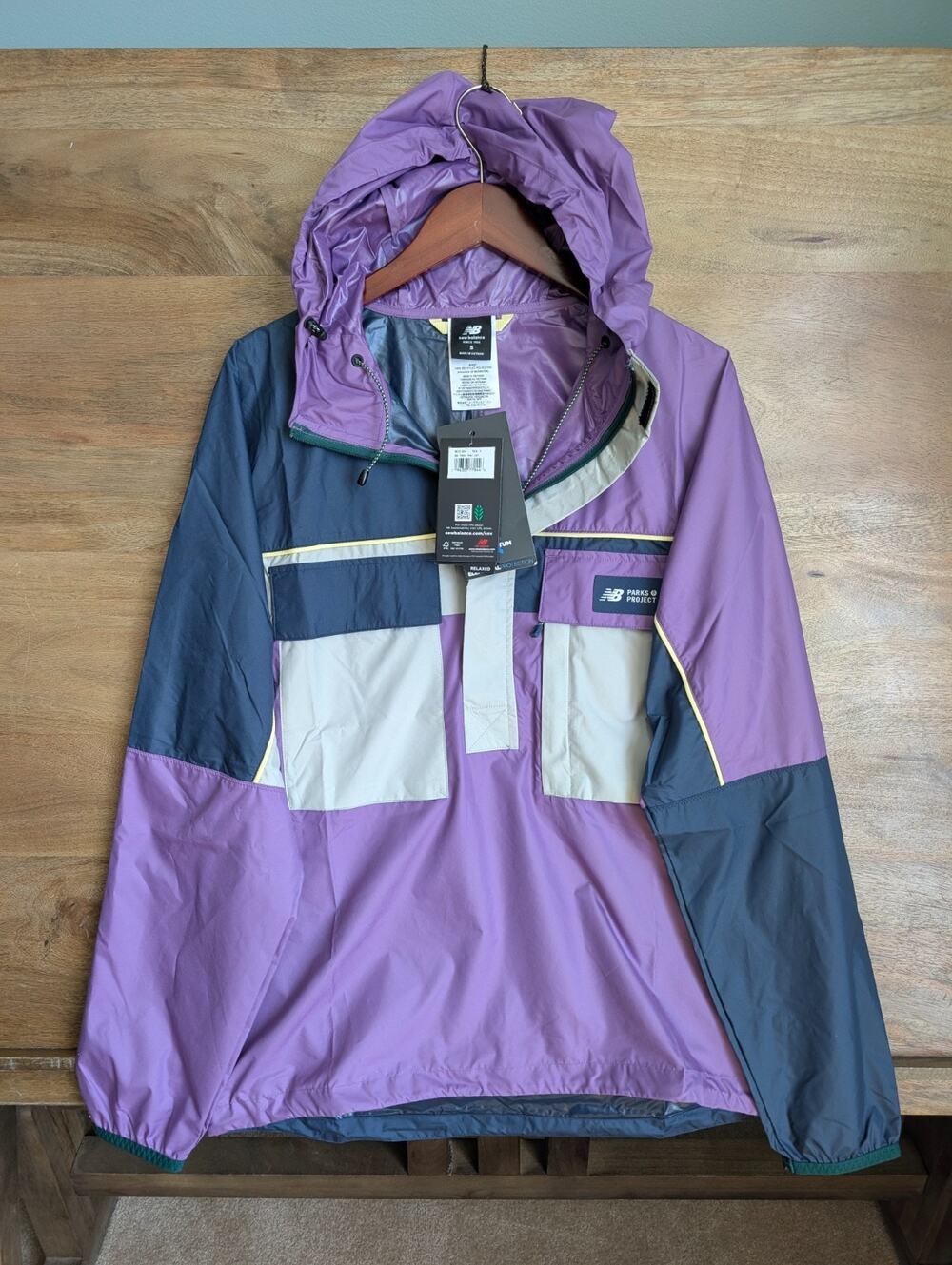 NWT New Balance Sour Grape Parks Project Jacket Mens S Colorful Packable 1/2 Zip